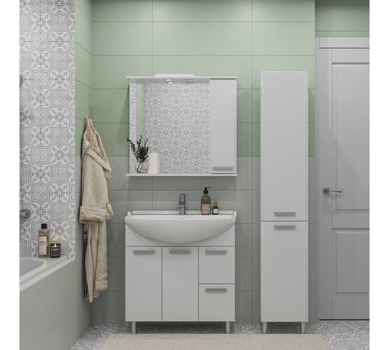 Комплект Sanstar напольная тумба Аура 80 с раковиной Амур 80 344.1-1.4.1.КАМУ