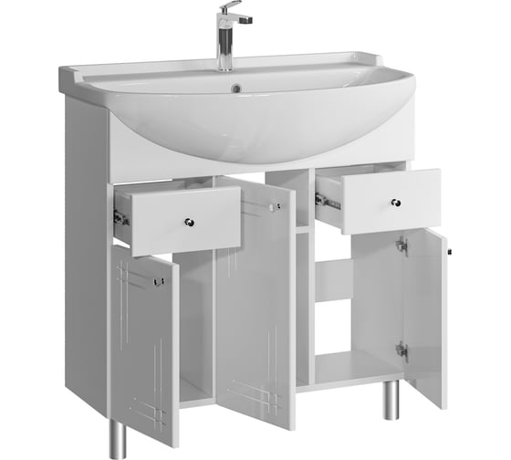 Комплект Sanstar напольная тумба Июнь 80 с раковиной Амур 80 343.1-1.4.1.КАМУ
