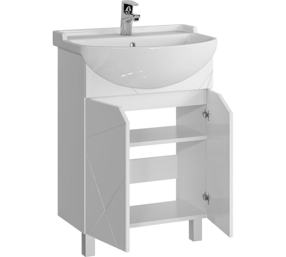 Комплект Sanstar напольная тумба Каскад 60 с раковиной Амур 60 338.1-1.4.1.КАМУ