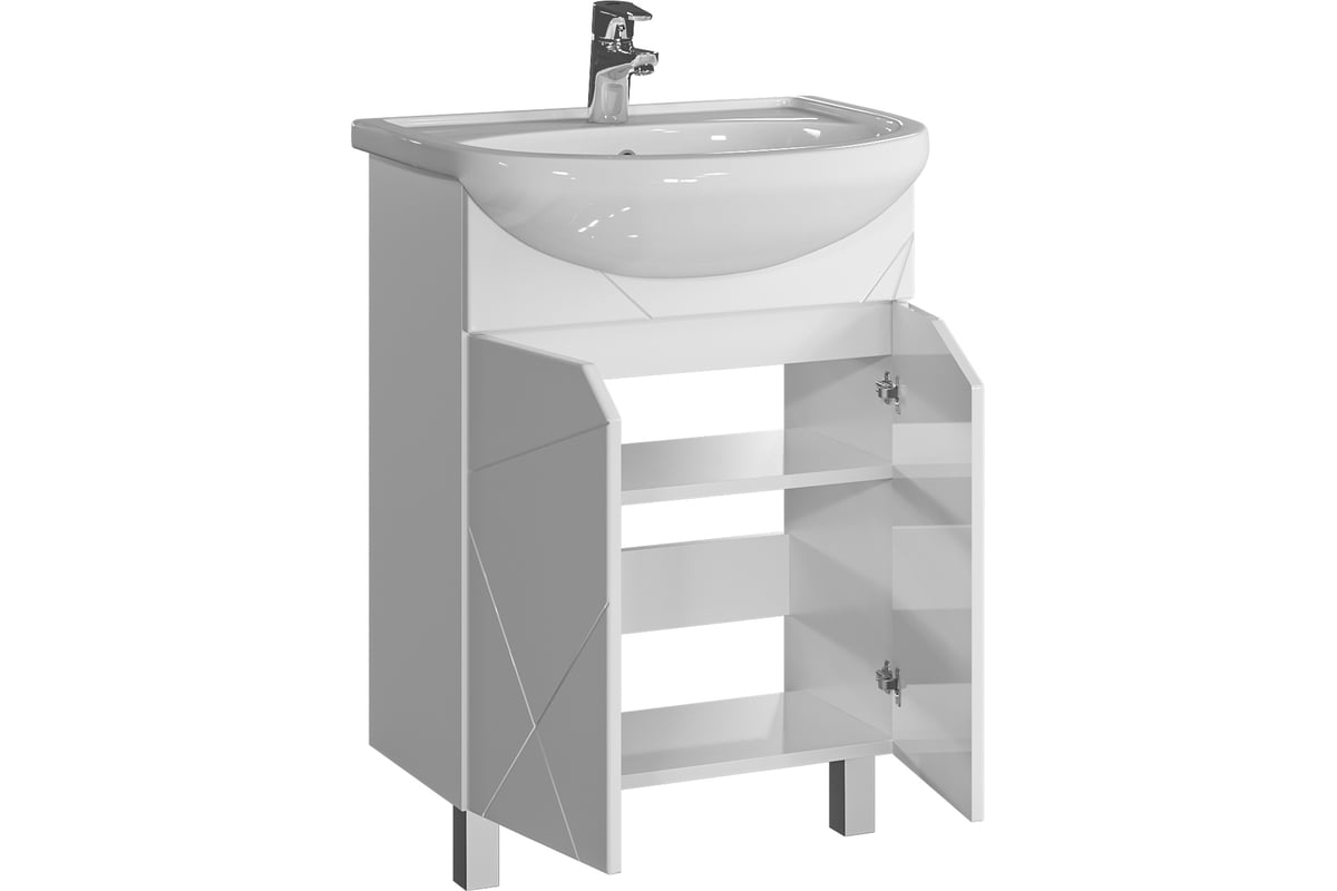 Комплект Sanstar напольная тумба Каскад 60 с раковиной Уют 60 338.1-1.4 ...