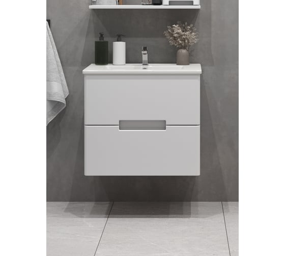 Комплект Sanstar подвесная тумба Ориана 60 с раковиной Квадро 60 285.1-1.4.1.ККВА