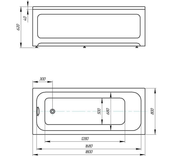 Акриловая ванна прямоугольная Azario BELLA 180x80 см AV.0020180