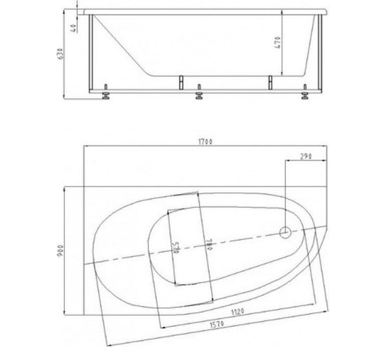 Акриловая ванна асимметричная Azario KAPRIS 170x90 см левая AV.0062170