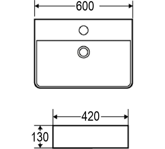 Накладная раковина Azario 600x420x130 mm 00077047