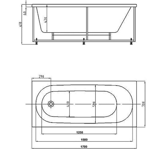 Акриловая ванна прямоугольная Azario 170x70 см FELISA 00078262