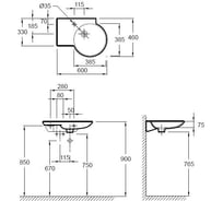 Подвесная раковина с левым крылом JACOB DELAFON FORMILIA SPHERIK E4500-00