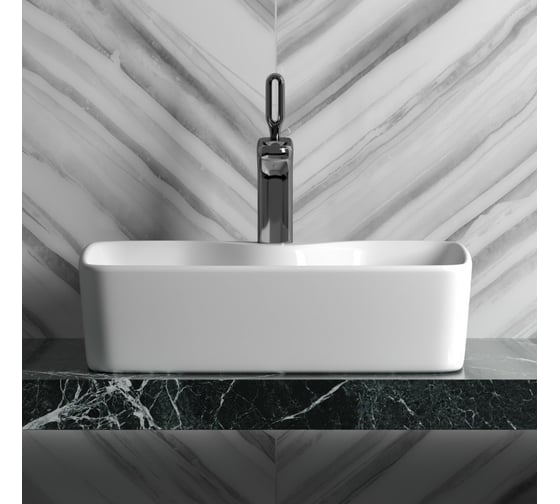 Умывальник чаша Ceramicanova Element накладная, прямоугольная 480x370x130 мм CN6033