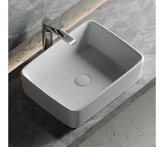 Умывальник чаша Ceramicanova Element накладная, прямоугольная 480x370x130 мм CN6037
