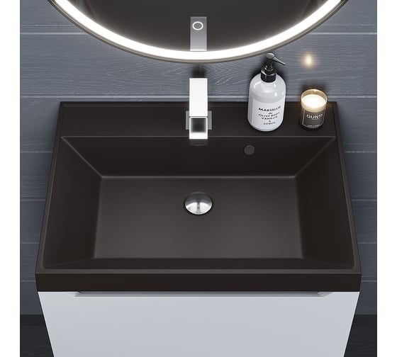 Кварцевая раковина для ванной комнаты uperwood Classic Quartz 60 см, коричневая матовая, трюфель 291030016