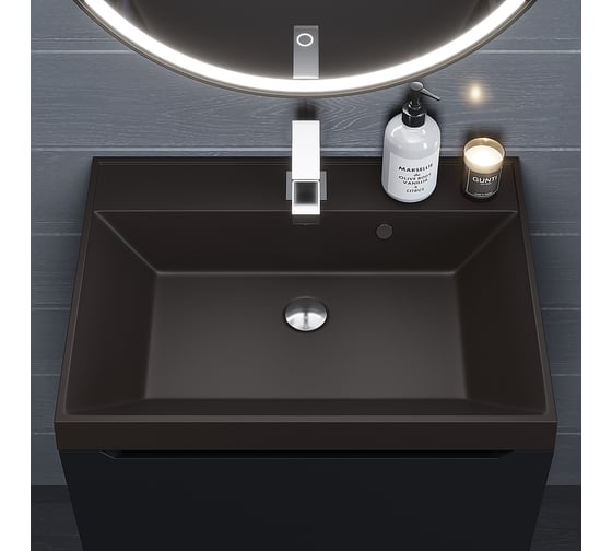Кварцевая раковина для ванной комнаты uperwood Classic Quartz 60 см, коричневая матовая, трюфель 291030016