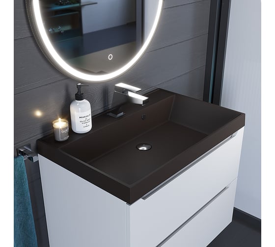 Кварцевая раковина для ванной комнаты uperwood Classic Quartz 70 см, коричневая матовая, трюфель 291030021