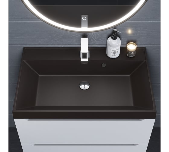 Кварцевая раковина для ванной комнаты uperwood Classic Quartz 70 см, коричневая матовая, трюфель 291030021