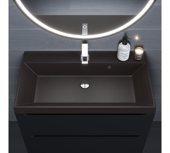 Кварцевая раковина для ванной комнаты uperwood Classic Quartz 80 см, коричневая матовая, трюфель 291030026