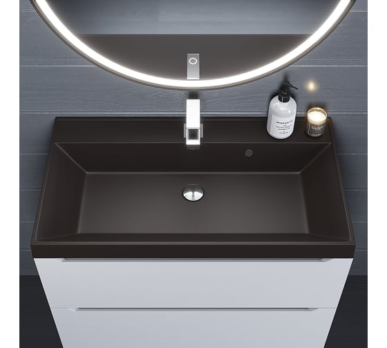 Кварцевая раковина для ванной комнаты uperwood Classic Quartz 80 см, коричневая матовая, трюфель 291030026