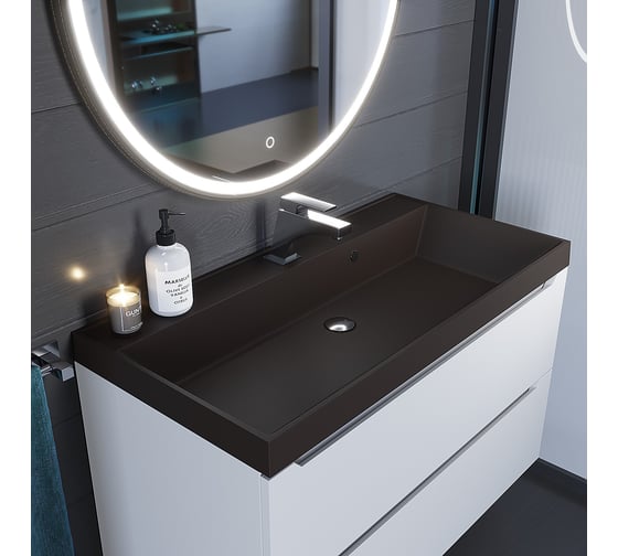 Кварцевая раковина для ванной комнаты uperwood Classic Quartz 90 см, коричневая матовая, трюфель 291030031