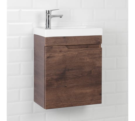 Подвесная тумба с раковиной ИТАНА Alexa 45 455x250x570 левая MCA 0525757 Акация темная 4656755756394
