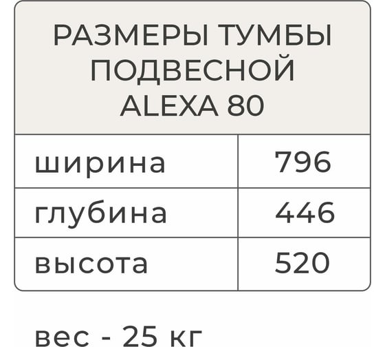 Подвесная тумба с раковиной ИТАНА Аlexa 80 800x450x560 CC 3005 Белый глянец 05 4657773601758