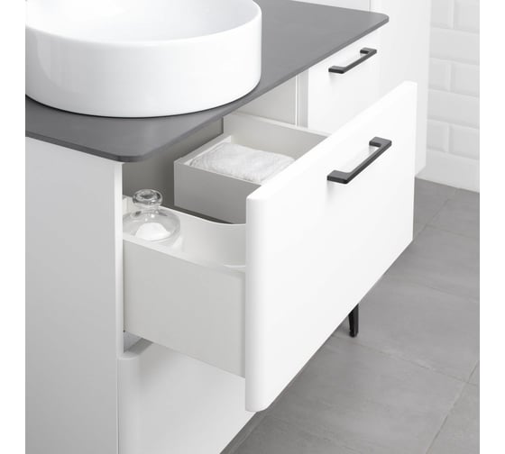Напольная тумба с раковиной ИТАНА Nais 90 905x520x760 93005-48 Белый матовый Soft touch 4657773604704