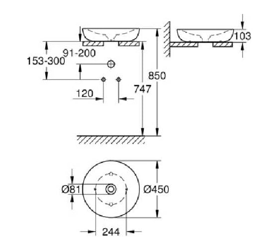 Свободностоящая раковина GROHE Essence Ceramic 45 3960900H