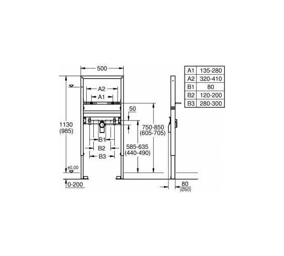 Инсталляция для раковины GROHE Rapid SL 1.13 м 39052000