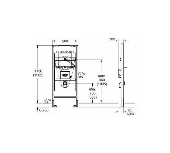Инсталляция для писсуара GROHE Rapid SL с температурным датчиком 39376000