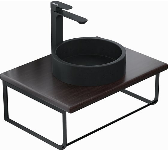 Комплект столешница для ванной uperwood Tanos с накладной раковиной Round и кронштейнами 60 см, бук темный 2910210402