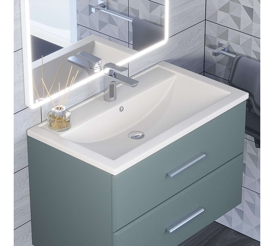 Кварцевая раковина для ванной uperwood Foster Quartz 80 см, белая матовая, жасмин 291030036