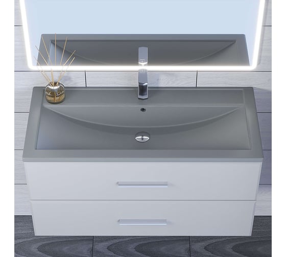 Кварцевая раковина для ванной uperwood Foster Quartz 100 см, серая матовая, бетон 291030045