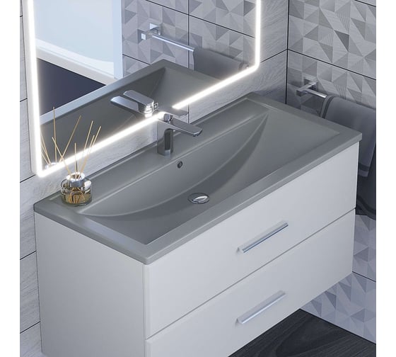 Кварцевая раковина для ванной uperwood Foster Quartz 100 см, серая матовая, бетон 291030045