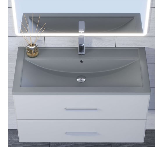 Кварцевая раковина для ванной uperwood Foster Quartz 80 см, серая матовая, бетон 291030037