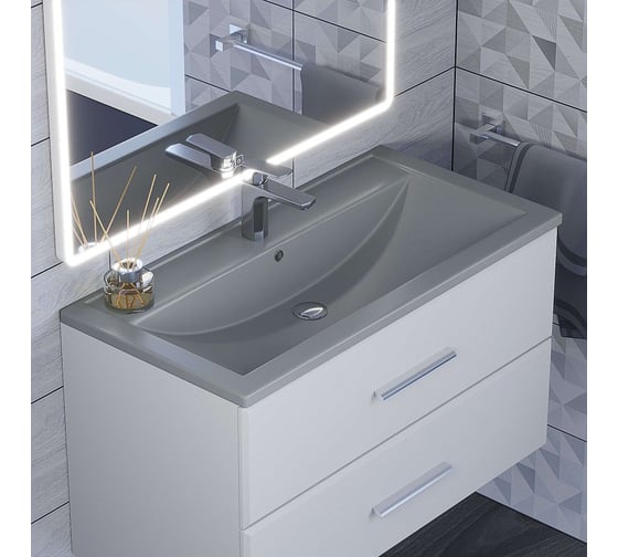 Кварцевая раковина для ванной uperwood Foster Quartz 80 см, серая матовая, бетон 291030037