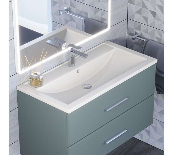 Кварцевая раковина для ванной uperwood Foster Quartz 90 см, белая матовая, жасмин 291030040
