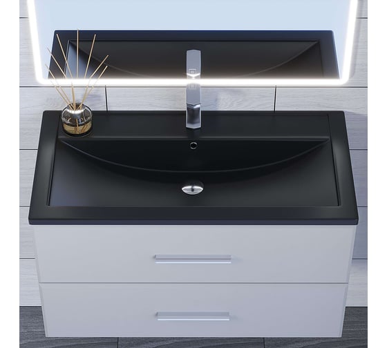 Кварцевая раковина для ванной uperwood Foster Quartz 90 см, черная матовая, уголь 291030042