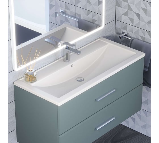 Кварцевая раковина для ванной uperwood Foster Quartz 100 см, белая матовая, жасмин 291030044