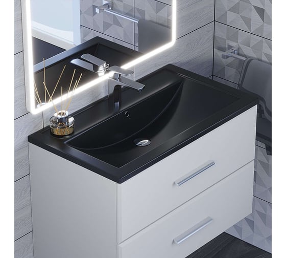 Кварцевая раковина для ванной uperwood Foster Quartz 80 см, черная матовая, уголь 291030038