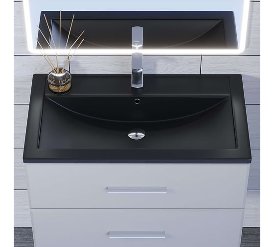 Кварцевая раковина для ванной uperwood Foster Quartz 80 см, черная матовая, уголь 291030038