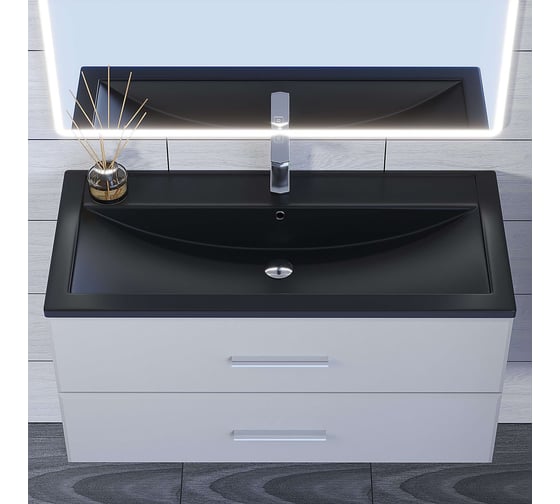 Кварцевая раковина для ванной uperwood Foster Quartz 100 см, черная матовая, уголь 291030046
