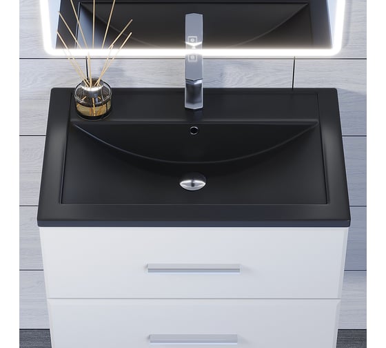 Кварцевая раковина для ванной uperwood Foster Quartz 70 см, черная матовая, уголь 291030034