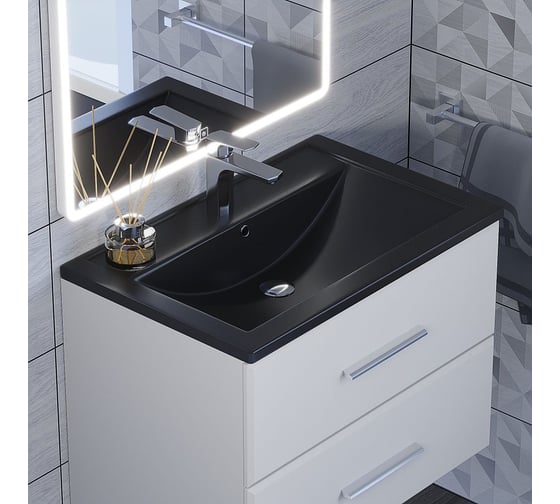 Кварцевая раковина для ванной uperwood Foster Quartz 70 см, черная матовая, уголь 291030034