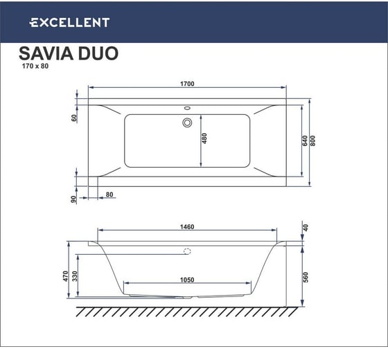 Ванна Excellent Savia Duo 170x80 см WAEX.SAD170.80WH