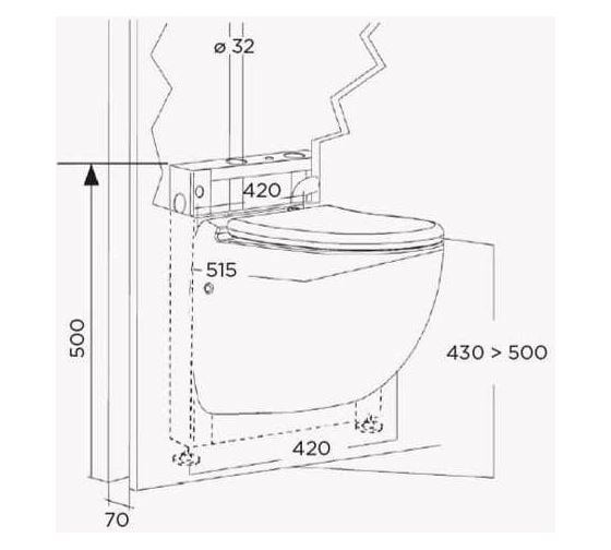 Насос-измельчитель, встроенный в подвесной унитаз SANICOMPACT COMFORT SFA C72
