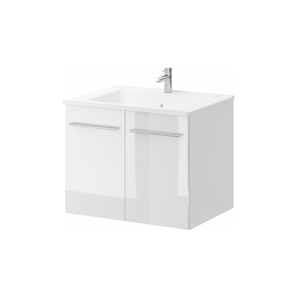 Комплект: тумба навесная с раковиной LAZURIT Аврора 60 белый ВК.7070 ...