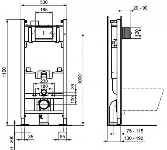 Инсталляция без панели смыва Ideal Standard R046367 PROSYS ECO 2.0 00074223
