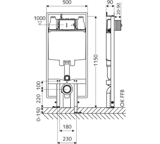Инсталляция для подвесного унитаза Schell MONTUS C90, SLIM SCL030610099 00305037