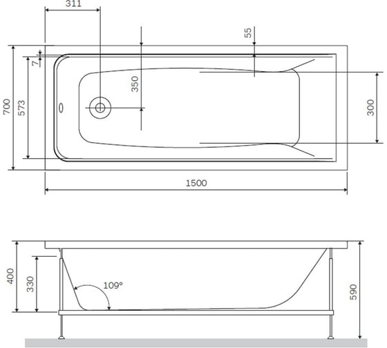Акриловая ванна AM.PM Gem A1 150x70 см W90A-150-070W-A1