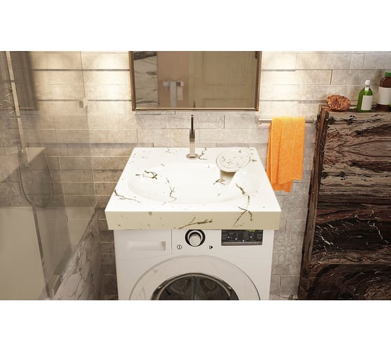 Раковина Azario Carmen 605x602x85 мм, белый мрамор CS 00078503