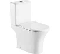 Напольный безободковый унитаз с бачком и сиденьем микролифт Azario FRETTA ROUND 650x340x770 мм AZ-1217 + AZ-1216 00080079