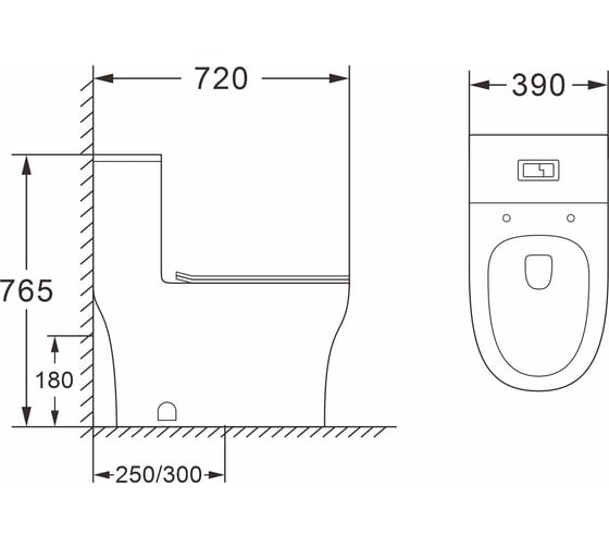Напольный безободковый унитаз-моноблок с сиденьем микролифт Azario SINTO 720x390x765 мм AZ-1098 00080316