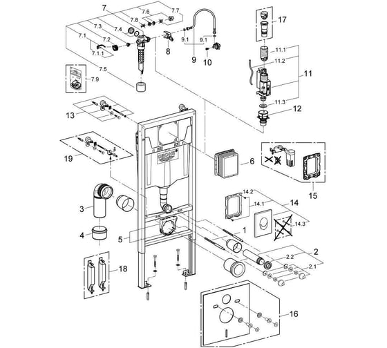 Инсталляция для унитаза GROHE 38722001 Rapid SL 6-9 л, 1.2 м, в комплекте (38528+38558+38505SHO) 38722001
