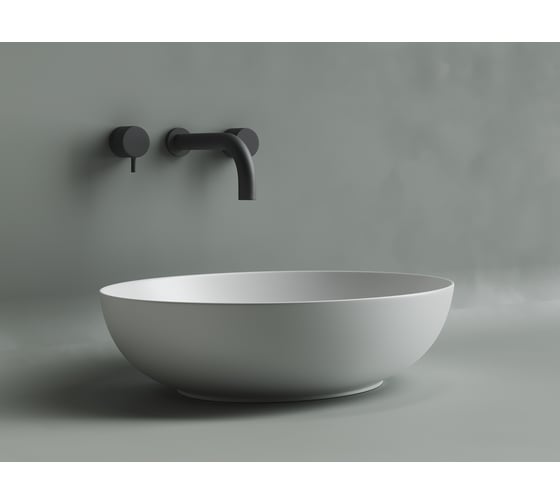Умывальник Ceramicanova Element чаша накладная, овальный, белый матовый, 520х395х130 мм CN6017MW